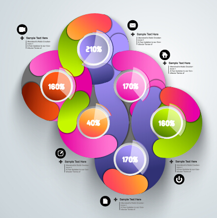 Round colored infographics and diagram vector template 03