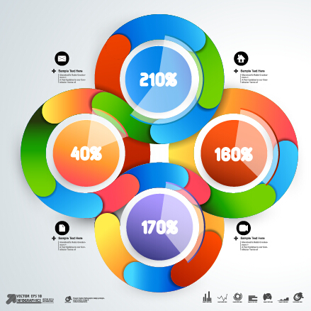 Round colored infographics and diagram vector template 05