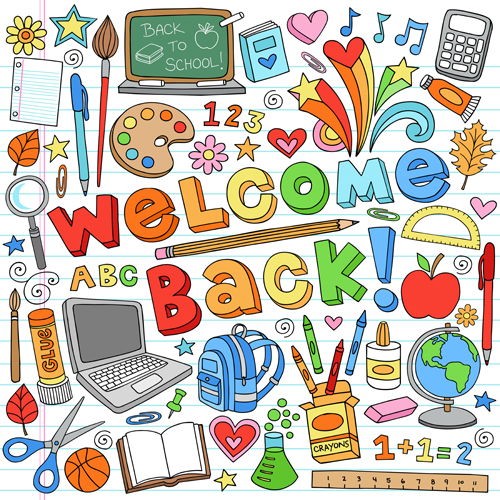 Hand drawn School elements vector 01