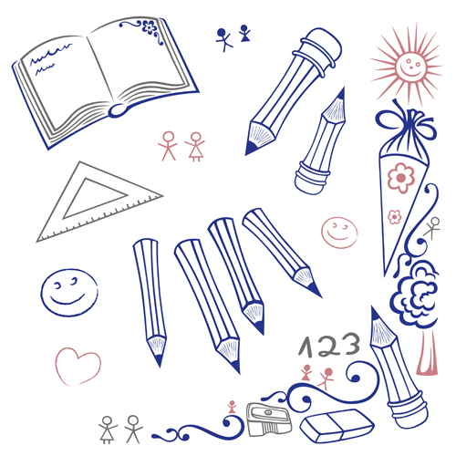 school hand-draw hand drawn elements element 