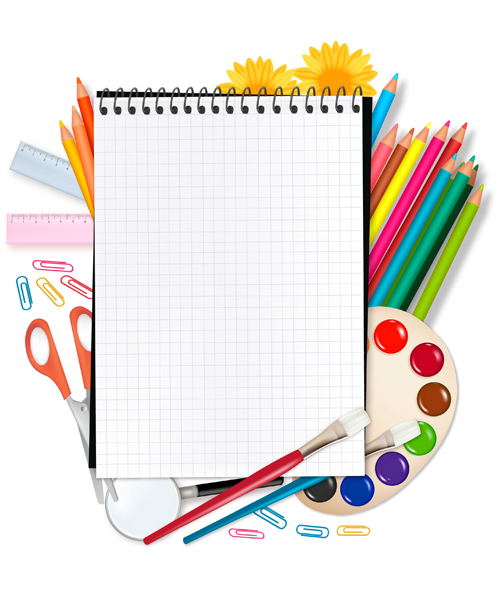 Set of Back to School elements background vector 01