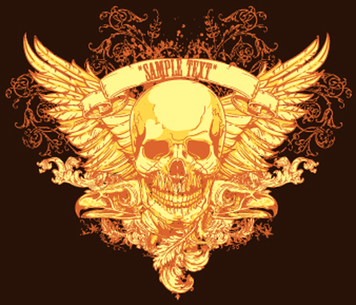Elements of Sticker on the shirt skull vector 01