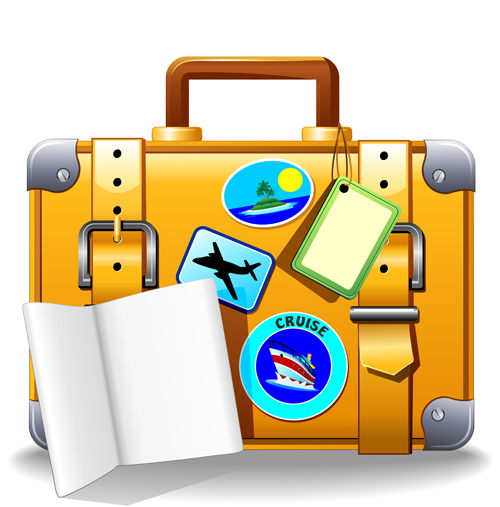 Summer travel suitcase backgrounds vector 03