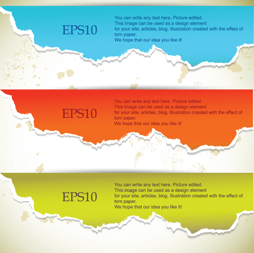 Set of Torn paper banner vector 05