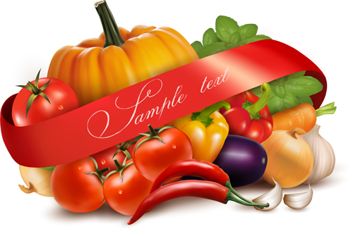 Vivid Vegetables design vector 02