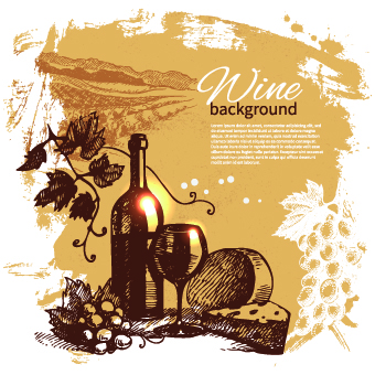 Retro style wine background vector 01