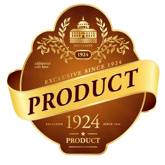Wine label vintage design vector material set 14