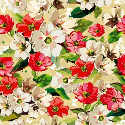 Fashion flowers seamless pattern vectors 01 Fashion flowers seamless pattern vectors 01