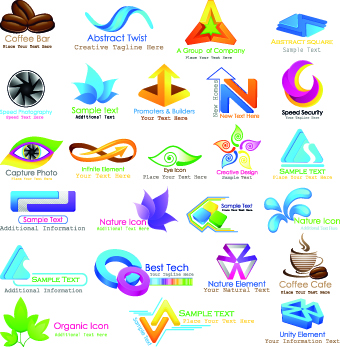 Shiny business logos design vector 02
