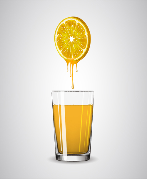 lemon juice material vector set 02