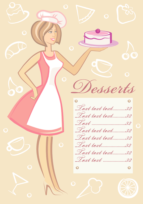 Set of Chef and menu design elements vector 02