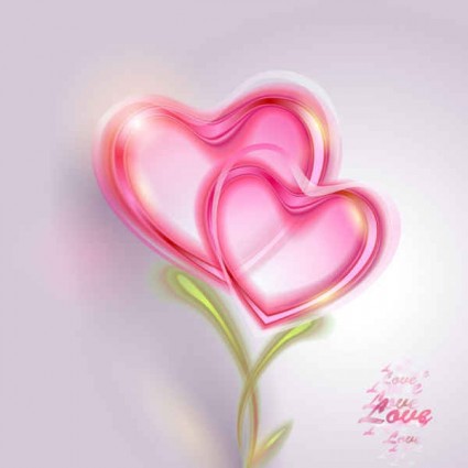 Pink heart valentine card shiny vectors Pink heart valentine card shiny vectors