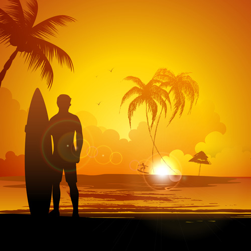 Charming Sea landscape vector 04