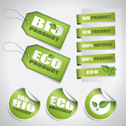 eco Stickers and Tag vector