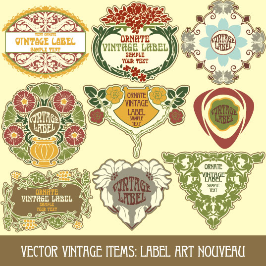 Set of vintage items label art vector 01