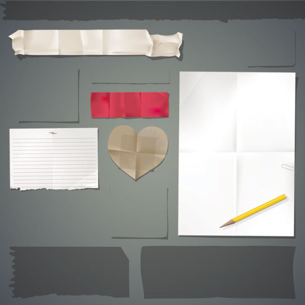 Set of Torn Message Paper vector 04