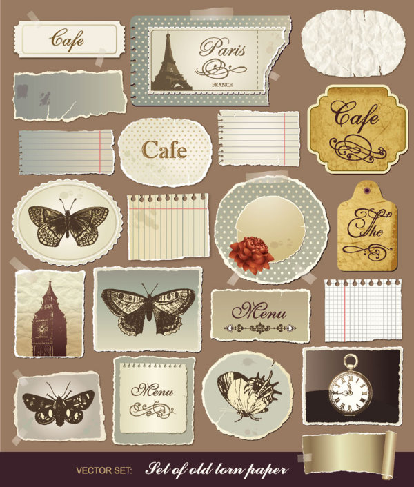 Set of Torn Message Paper vector 05
