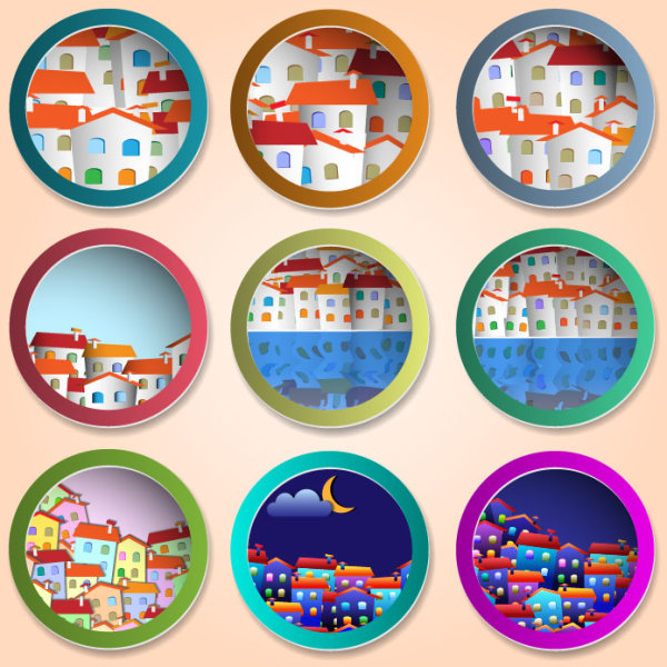 Set of Trendy web design bubble vector 03