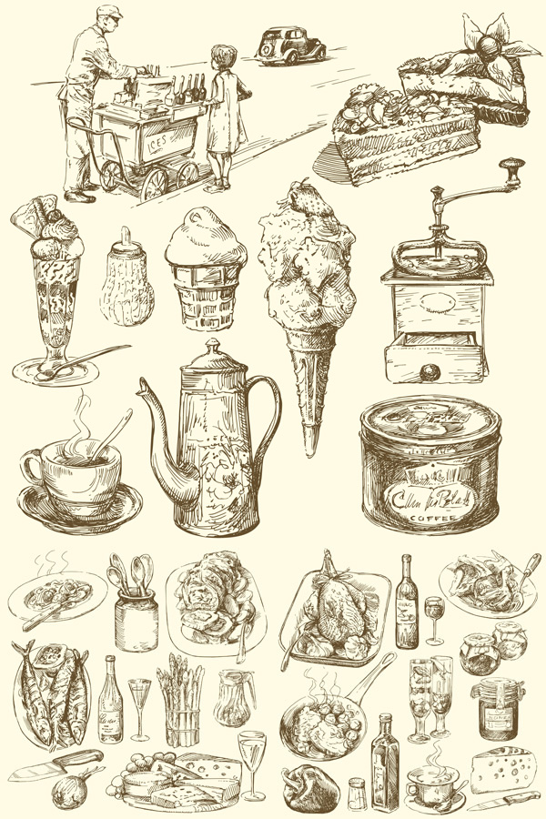 Hand painted food vector