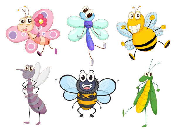Funny Cartoon Insects vector set 09