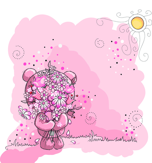 Cute bears baby cards design vector 04