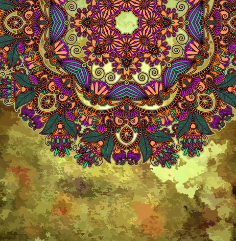 Floral patterns with grunge backgrounds vector 02