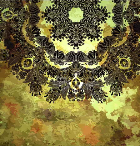 Floral patterns with grunge backgrounds vector 04