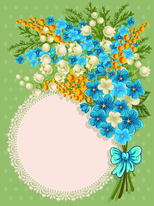 lace flower card vector card blue 