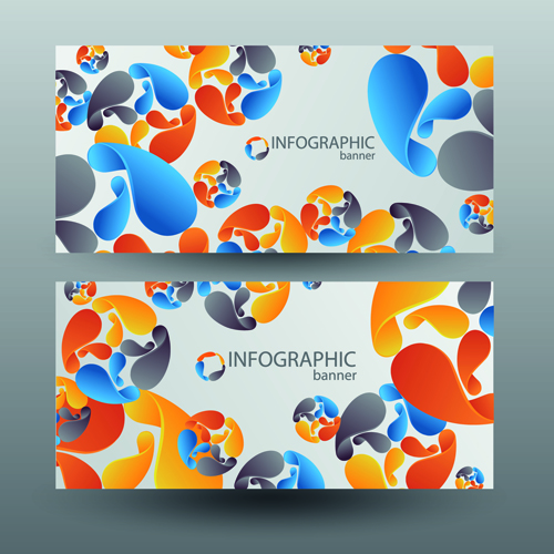 stract infographics banner vector 05 Colored abstract infographics banner vector 05