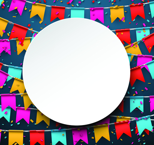 Colored flag with confetti holiday background 01