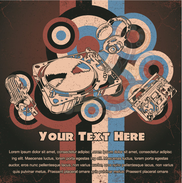 Creative vintage music background vector set 03