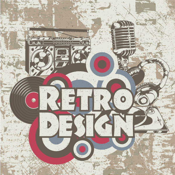 Creative vintage music background vector set 04