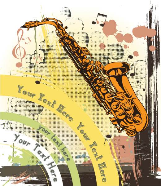 Creative vintage music background vector set 07