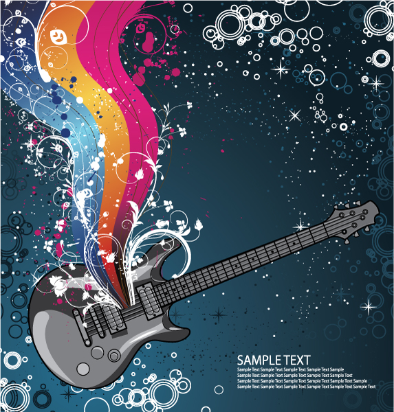 Creative vintage music background vector set 08