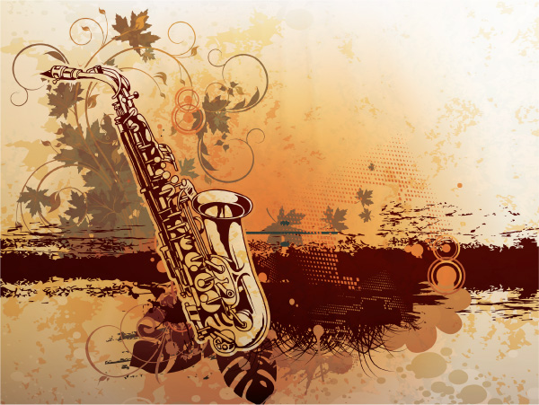 Creative vintage music background vector set 12