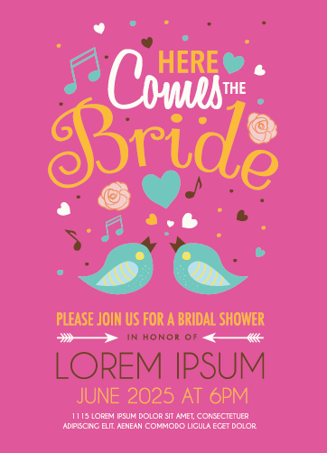 Cute Birds Wedding Invitation Card Vector