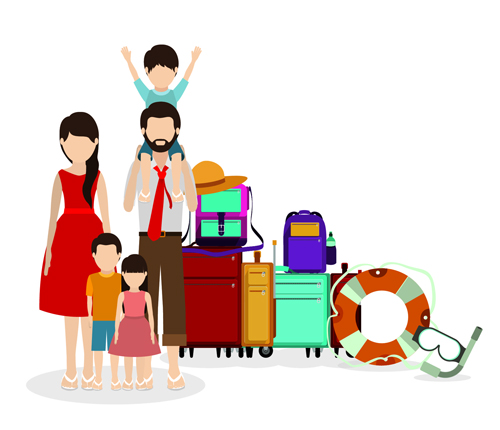 Family travel design vector 02 Family travel design vector 02