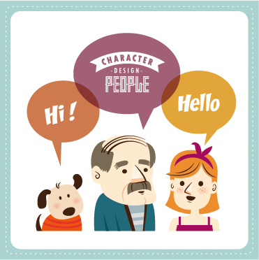 Funny people speech bubbles vector design 08