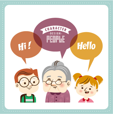 Funny people speech bubbles vector design 09
