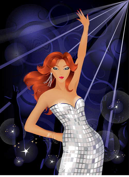 Set of Glamour woman vector 01