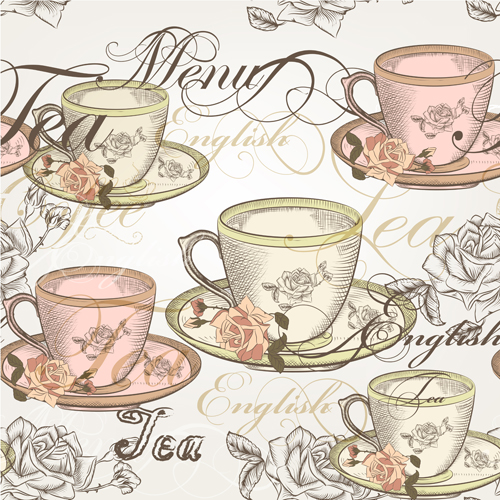Hand drawn coffee elements seamless pattern vector