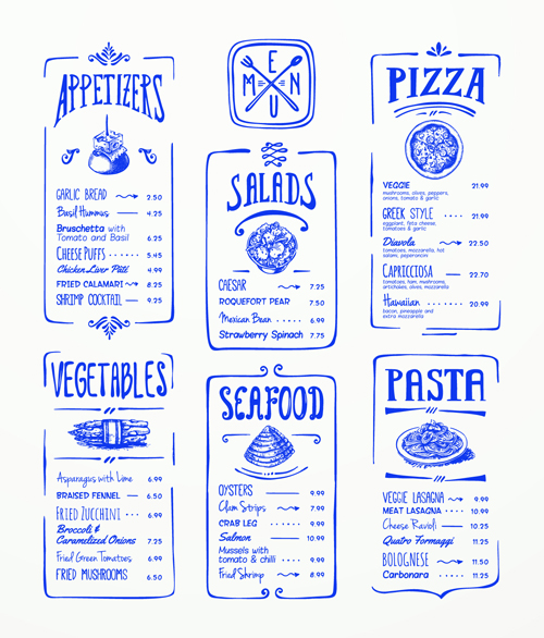 menu hand-draw hand drawn element Design Elements blue 