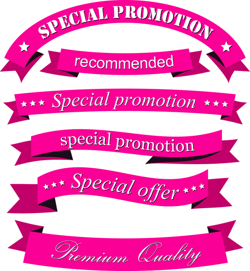 Holiday ribbons banner vector material 01