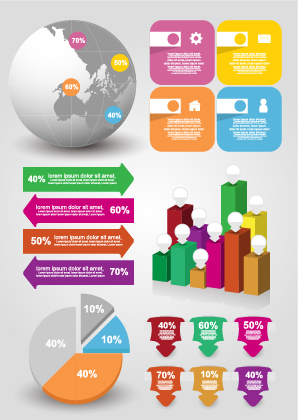 Infographic desing elements with banner vector material 04