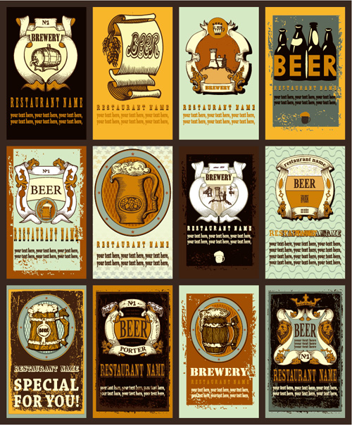 Retro font material lables beer 
