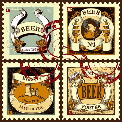Retro font lables beer 