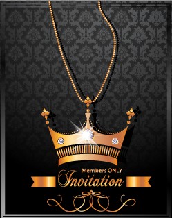 Luxury Crown Invitation Card Vector 01