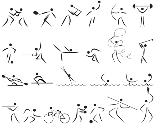 Different Olympic sports People Silhouettes vector 04