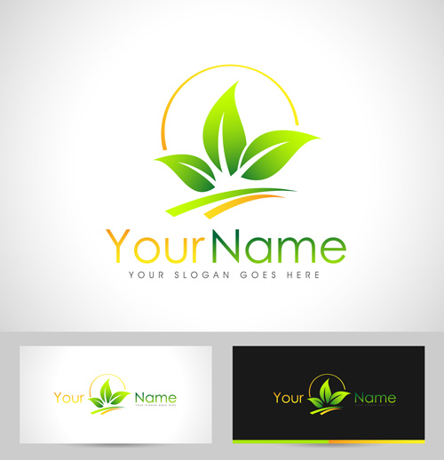 Original design logos with business cards vector 14