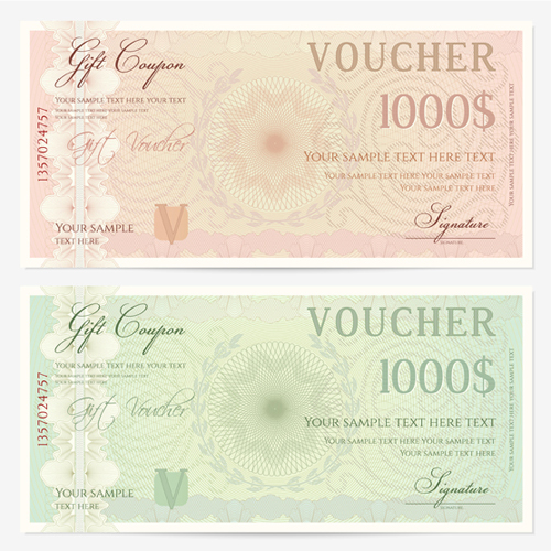 Ornate gift voucher vintage template vector 02